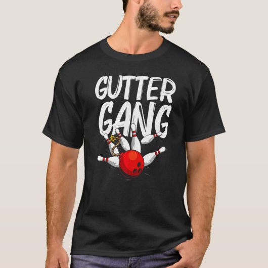 T-shirt Bowling Pour Hommes Et Femmes Cool Gutter Gang Bow (Devant)