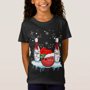 T-Shirt Bowling Reindeer Santa Hat Christmas Bowling Lover