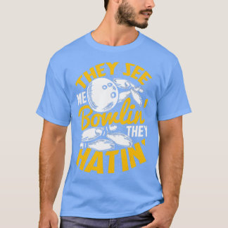 T-shirt Bowling Roll Pins Strike Bowler Sports Team