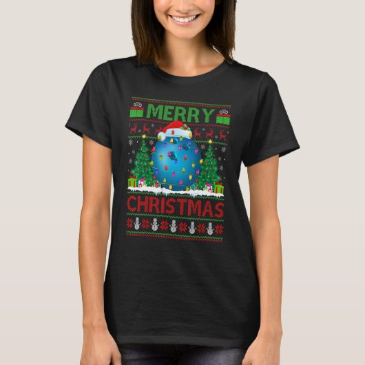 T-shirt Bowling Sports   Xmas Tree Ugly Santa Bowling Chri (Devant)