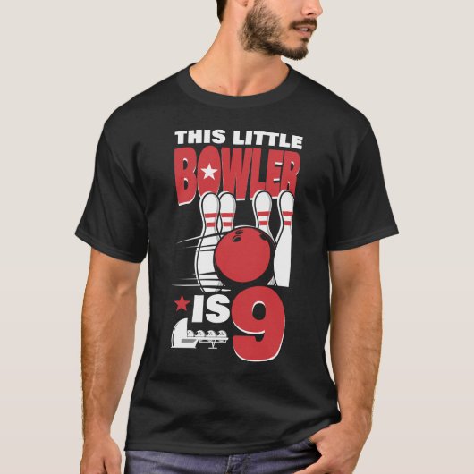 T-shirt Bowling Team Ce Petit Bowler Est 9 9E Anniversaire (Devant)