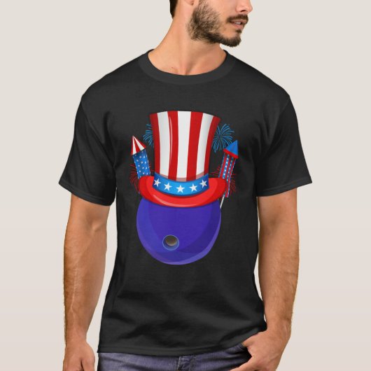 T-shirt Bowling Uncle Sam American Flag Fireworks 4th of J (Devant)