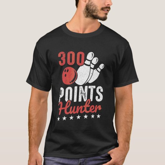 T-shirt Bowller Bowling Ball Pins 300 Points Hunter Bowlin (Devant)