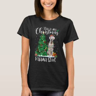 T-shirt Boxe blanche Lumières de Noël Pyjama Chien Noël