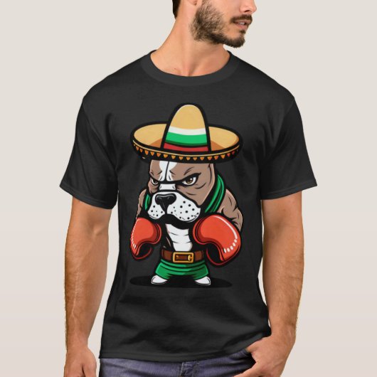 T-shirt Boxe Chien Cinco De Mayo Boxe (Devant)