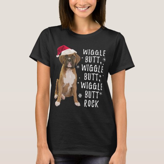 T-shirt Boxe Chien Noël - Wiggle Butt Rock (Devant)