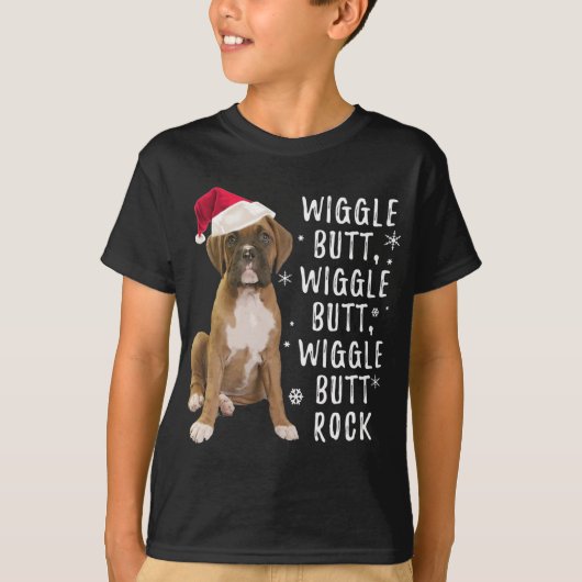 T-shirt Boxe Chien Noël - Wiggle Butt Rock (Devant)