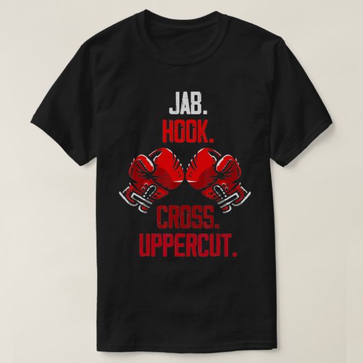 T-shirt Boxe Gants Commandes Jab Hook Cross Uppercut (Design devant)