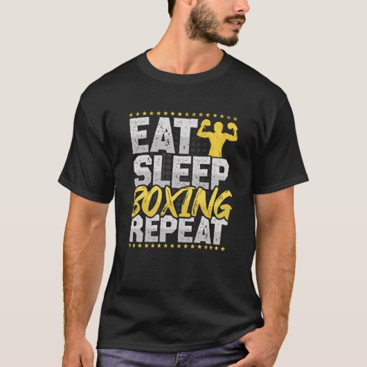 T-shirt Boxe Manger Sommeil Répéter Boxe Cercle Hobby Boxe (Devant)