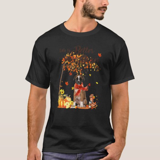 T-shirt Boxe Maple Tree Thanksgiving Day mignon Chien Auto (Devant)