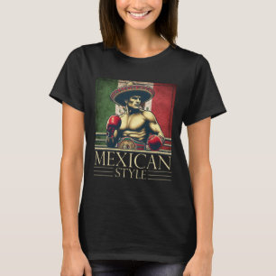 T-shirt Boxe Mexique Drapeau de boxe de style vintage mexi