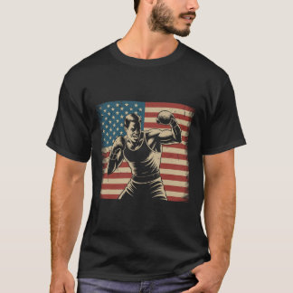 T-shirt Boxe patriotique Drapeau américain Joueur de boxe