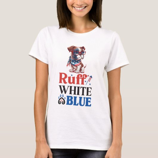 T-shirt Boxe patriotique Ruff Blanc & Bleu (Devant)