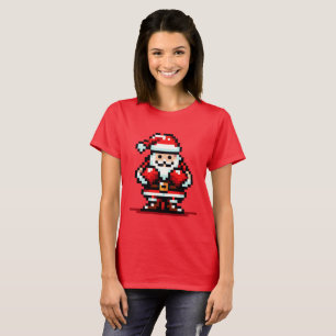 T-shirt Boxe Père Noël - Retro Pixel Conception de Noël