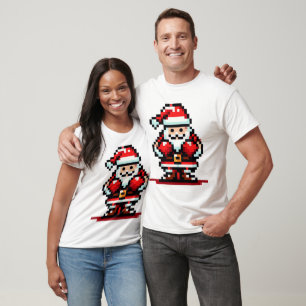 T-shirt Boxe Père Noël - Retro Pixel Conception de Noël
