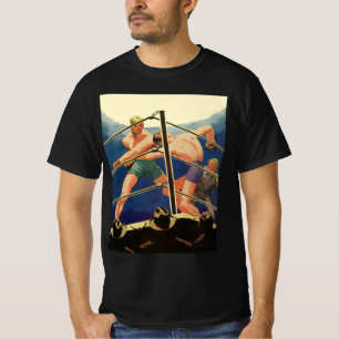 T-shirt Boxe sportive vintage, boxeurs pendant un match