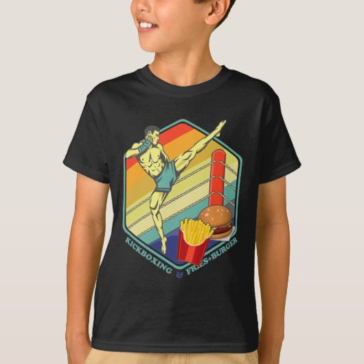 T-shirt Boxe thaïlandaise de kickboxing Frites Burger Fast (Devant)