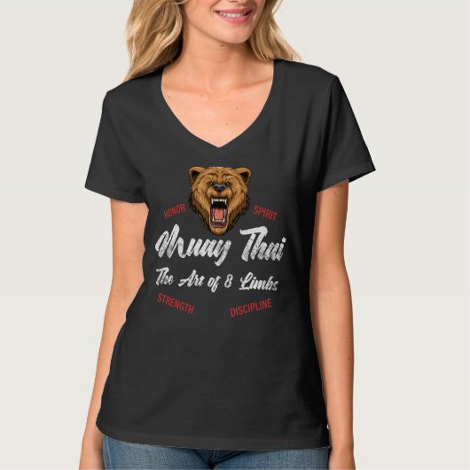 T-shirt Boxe thaïlandaise Kickboxing Muay Thai Bear (Devant)