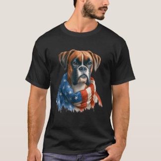 T-shirt Boxer American Flag Patriotic Boxer Amoureux des c