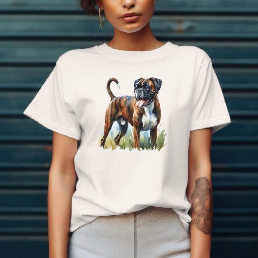 T-shirt Boxer bringé représenté à l'aquarelle