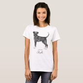 T-shirt Boxer Chien En Noir & Blanc J'Aime Mon Boxer & Nom (Devant entier)