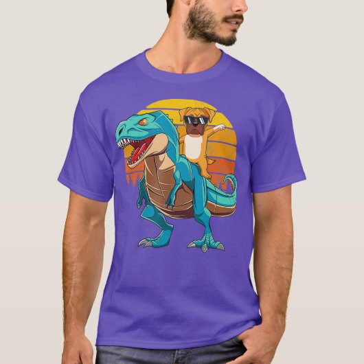 T-shirt Boxer Chien équitation Dinosaur T Rex Garçons Fill (Devant)