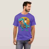 T-shirt Boxer Chien équitation Dinosaur T Rex Garçons Fill (Devant entier)