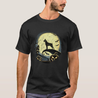 T-shirt Boxer Chien Halloween Éffrayant Lune Tee Boxer Chi