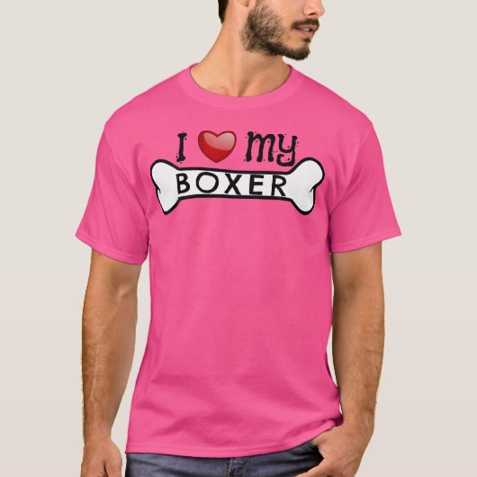 T-shirt Boxer Chien J'Aime Mon Boxer Chien Bone Tee (Devant)