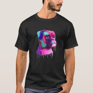 T-shirt Boxer Chien Peinture Chien Art Boxer Colorful Chie