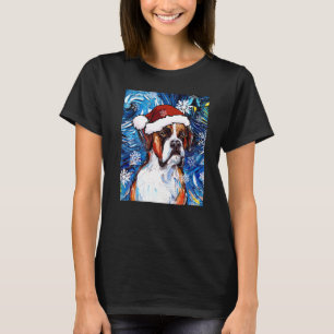 T-shirt Boxer Chien Père Noël Starry Night Noël Par Aja