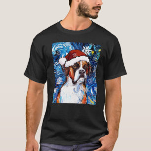 T-shirt Boxer Chien Père Noël Starry Night Noël Par Aja