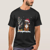 T-shirt Boxer Chien Santa Hat Festif Arbre Lumière Noël P (Devant)