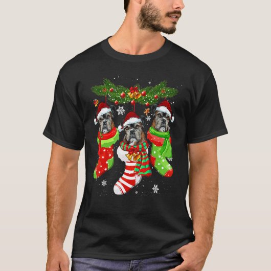 T-shirt Boxer Christmas Socks Tree Light Xmas Santa Hat (Devant)