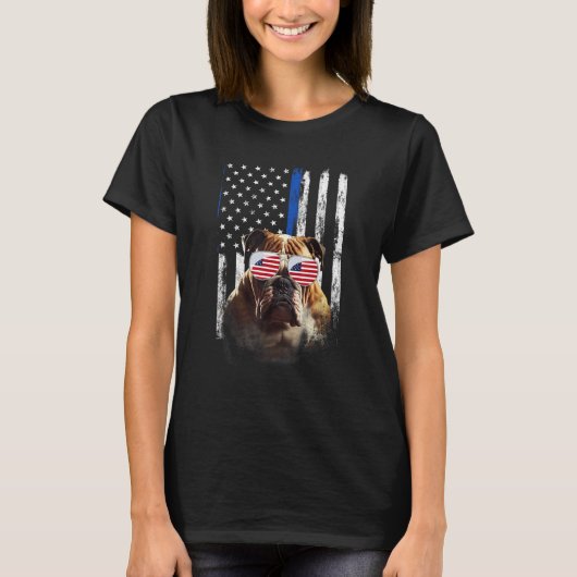 T-shirt Boxer Dog American Flag Patriotic Boxer Dog 4th Of (Devant)