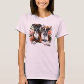 T-shirt Boxer Dog Duo Parmi Les Fleurs (Devant)