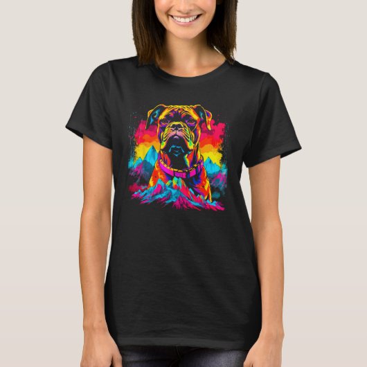 T-shirt Boxer Dog Mountain Design (Devant)