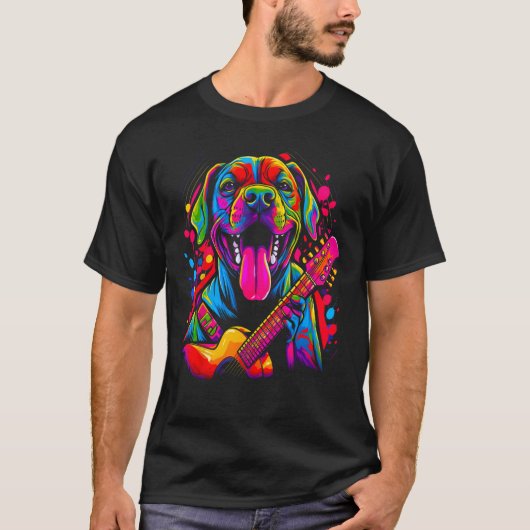 T-shirt Boxer Dog Pop Guitarist (Devant)