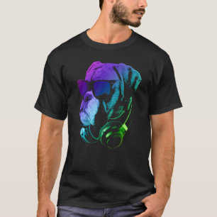 T-shirt Boxer Dog With Sung And Headphones