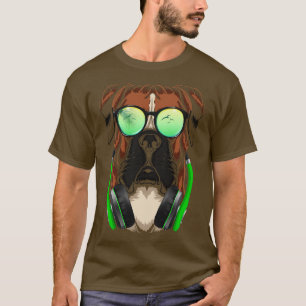 T-shirt Boxer Dog With Sung And Headphones