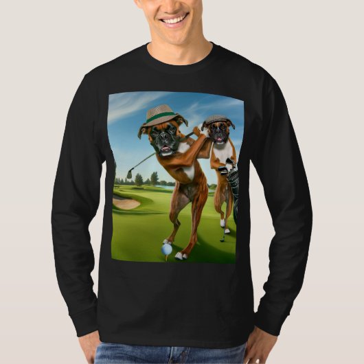 T-shirt Boxer Dogs Playing Golf (Devant)