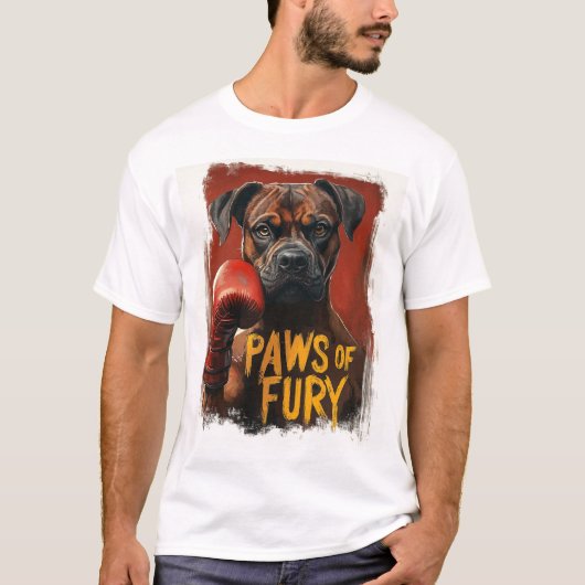 T-shirt Boxer Drôle - Conception de Pattes de Fureur (Devant)