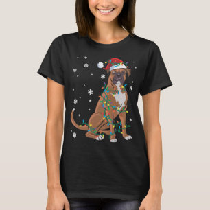 T-shirt Boxer Enveloppé Dans Les Lumières De Noël Chien
