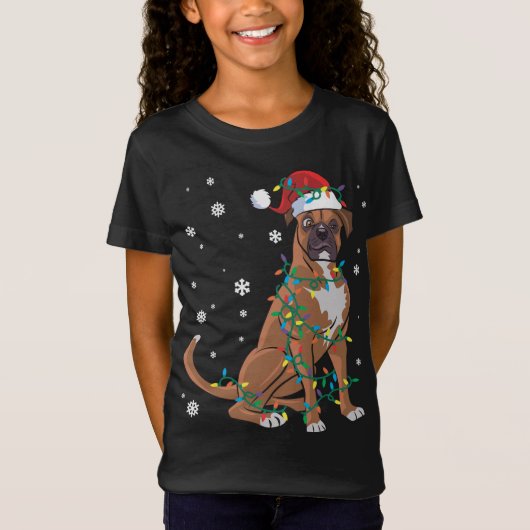 T-Shirt Boxer Enveloppé Dans Les Lumières De Noël Chien (Devant)