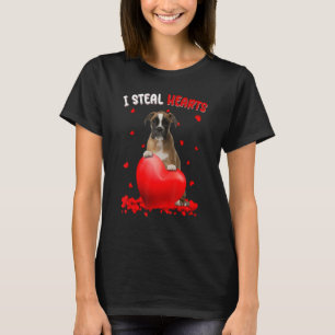 T-shirt Boxer I Steal Hearts mignon Chien Hug Heart Valent