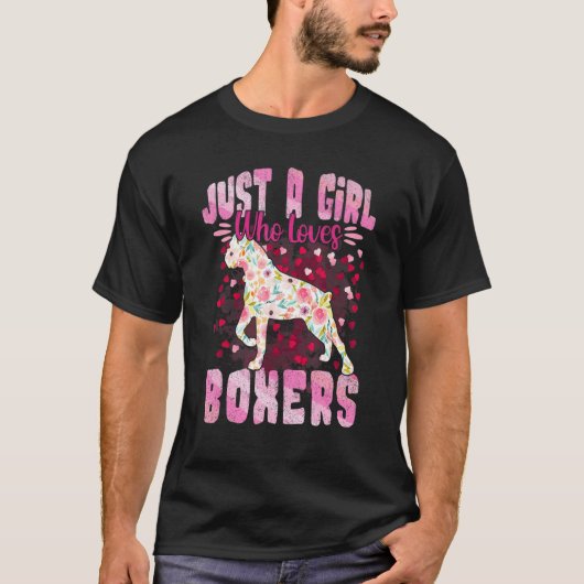 T-shirt Boxer Juste Une Fille Qui Aime Les Boxers Fleurs D (Devant)