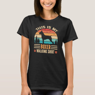 T-shirt Boxer Mom Walking German Dog Walker Retro Sunset