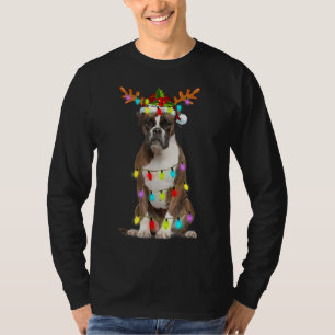 T-shirt Boxer Reindeer lumières de Noël Chien amusant Xmas