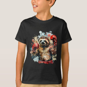 T-shirt Boxer Sloth Avec Gants De Boxe Kickboxing Funny Bo