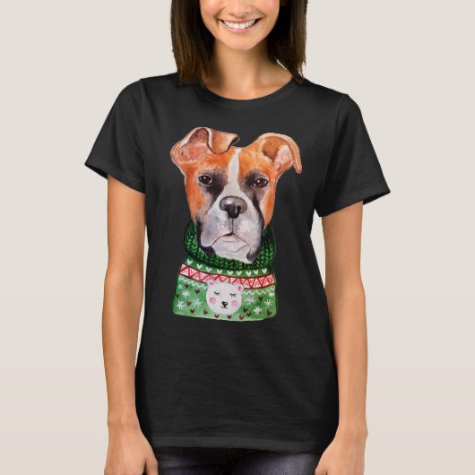 T-shirt Boxer Ugly Christmas Sweater Boxer  Dog Owner Xmas (Devant)